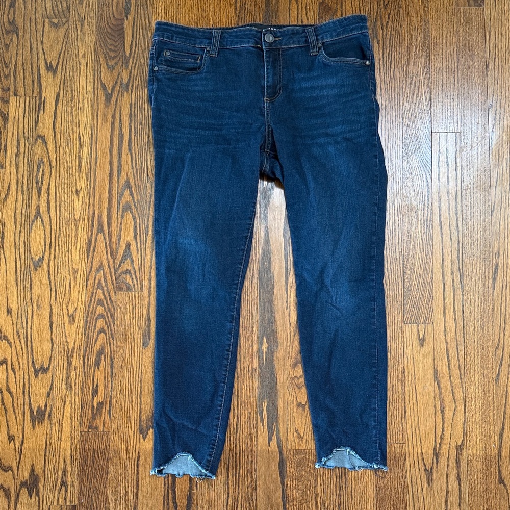 B36 Kut from the Kloth Women’s 12 Indigo Ankle Skinny Jeans with Distressed Hem